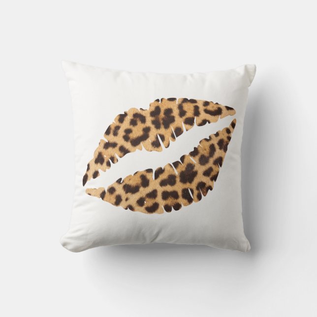 Leopard Cheetah Animal Print Mouth Lippen Kissen (Vorderseite)