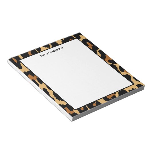 Leopard Cheetah Animal Print Muster Monogram Notizblock (angewinkelt)