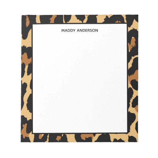 Leopard Cheetah Animal Print Muster Monogram Notizblock (Vorderseite)