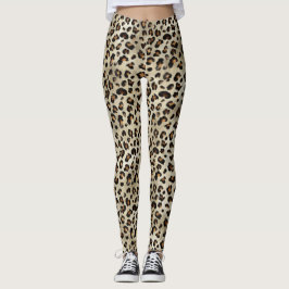 Leopard Cheetah Animal Print Pattern Beige Brown Leggings