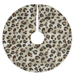 Leopard Cheetah Animal Print Pattern Beige Brown Polyester Weihnachtsbaumdecke