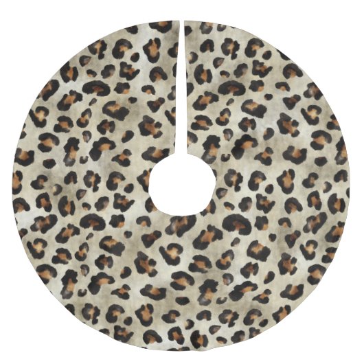 Leopard Cheetah Animal Print Pattern Beige Brown Polyester Weihnachtsbaumdecke (Vorderseite)