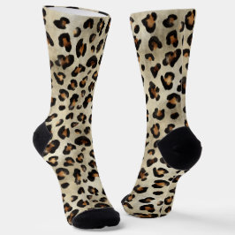 Leopard Cheetah Animal Print Pattern Beige Brown Socken