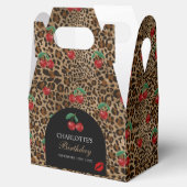 Leopard Cheetah Animal Print Red Cherries Geschenkschachtel (Geöffnet)