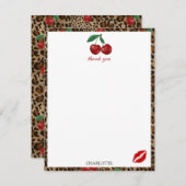 Leopard Cheetah Animal Print Red Cherry Pattern Dankeskarte (Vorne/Hinten)