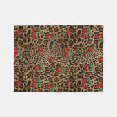 Leopard Cheetah Animal Print Red Cherry Pattern Fleecedecke (Vorderseite (Horizontal))
