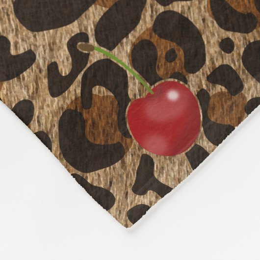 Leopard Cheetah Animal Print Red Cherry Pattern Fleecedecke (Ecke)