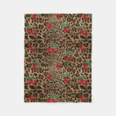 Leopard Cheetah Animal Print Red Cherry Pattern Fleecedecke (Vorderseite)