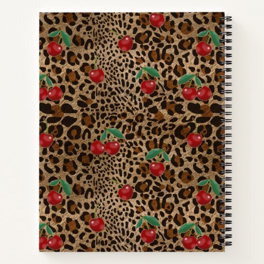 Leopard Cheetah Animal Print Red Cherry Pattern Notizblock (Rückseite)
