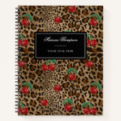 Leopard Cheetah Animal Print Red Cherry Pattern Notizblock (Vorderseite)