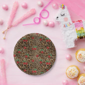 Leopard Cheetah Animal Print Red Cherry Pattern Pappteller (Party)