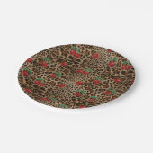 Leopard Cheetah Animal Print Red Cherry Pattern Pappteller (Schrägansicht)