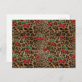 Leopard Cheetah Animal Print Red Cherry Pattern Postkarte (Vorne/Hinten)