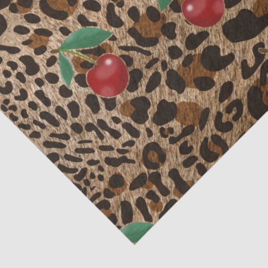 Leopard Cheetah Animal Print Red Cherry Pattern Seidenpapier (Ausschnitt)