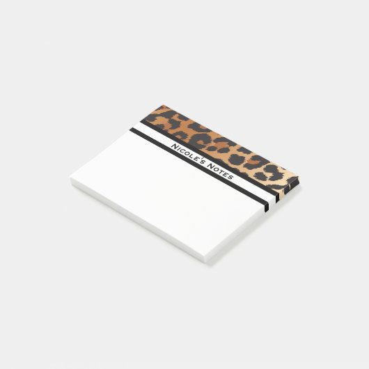 Leopard Cheetah Animal Print Trendy Personalisiert Post-it Klebezettel (angewinkelt)
