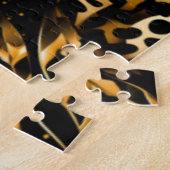 Leopard Cheetah Black Gold Jungle Safari Blätter Puzzle (Seite)