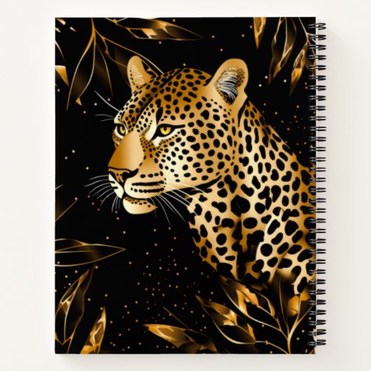 Leopard Cheetah Black Gold Sketchbook Notizblock (Rückseite)