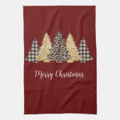 Leopard Cheetah Buffalo Karierte Weihnachtsbaumen Geschirrtuch (Vertikal)