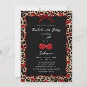 Leopard Cheetah Cherry Bachelorette Invitation Einladung (Vorderseite)