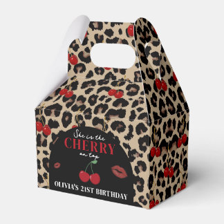 Leopard Cheetah Cherry Birthday Favor Box Geschenkschachtel