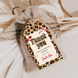 Leopard Cheetah Cherry Birthday Gift Tags Geschenkanhänger