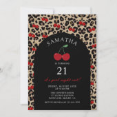 Leopard Cheetah Cherry Birthday Invitation Einladung (Vorderseite)