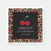 Leopard Cheetah Cherry Birthday Party Napkins Serviette (Vorderseite)