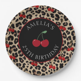 Leopard Cheetah Cherry Birthday Party Paper Plates Pappteller
