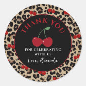 Leopard Cheetah Cherry Birthday Sticker (Vorderseite)