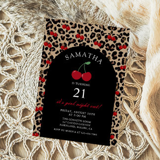 Leopard Cheetah Cherry Geburtstagseinladung Einladung