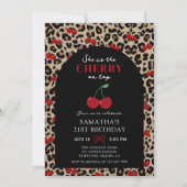 Leopard Cheetah Cherry On Top Birthday Invitation Einladung (Vorderseite)