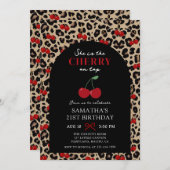 Leopard Cheetah Cherry On Top Birthday Invitation Einladung (Vorne/Hinten)