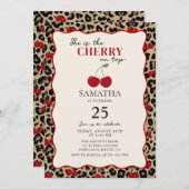 Leopard Cheetah Cherry On Top Birthday Invitation Einladung (Vorne/Hinten)