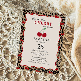 Leopard Cheetah Cherry On Top Birthday Invitation Einladung