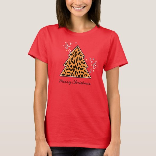 Leopard cheetah Christmas Tree T - Shirt (Vorderseite)
