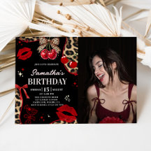 Leopard Cheetah Coquette Cherry Birthday Photo