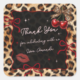 Leopard Cheetah Coquette Cherry Birthday Sticker