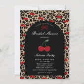 Leopard Cheetah Coquette Cherry Bridal Shower Einladung (Vorderseite)
