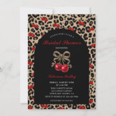 Leopard Cheetah Coquette Cherry Bridal Shower Einladung (Vorderseite)
