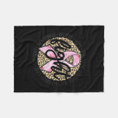 Leopard Cheetah Druck Kampf Brustkrebs Fleecedecke (Vorderseite (Horizontal))
