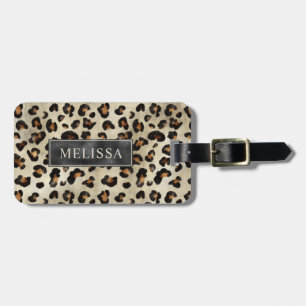Leopard Cheetah Druck Mit Schwarzer Falscher Folie Gepäckanhänger