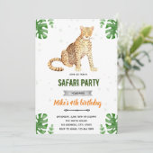 Leopard Cheetah Geburtstagseinladung Einladung (Stehend Vorderseite)