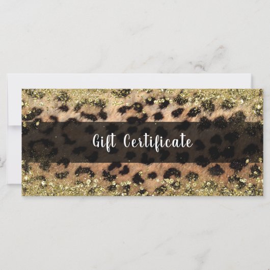 Leopard Cheetah Gold Glitzer Glam Geschenkgutschei (Vorderseite)