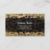 Leopard Cheetah Gold Glitzer Monogram Personalisie Visitenkarte (Rückseite)