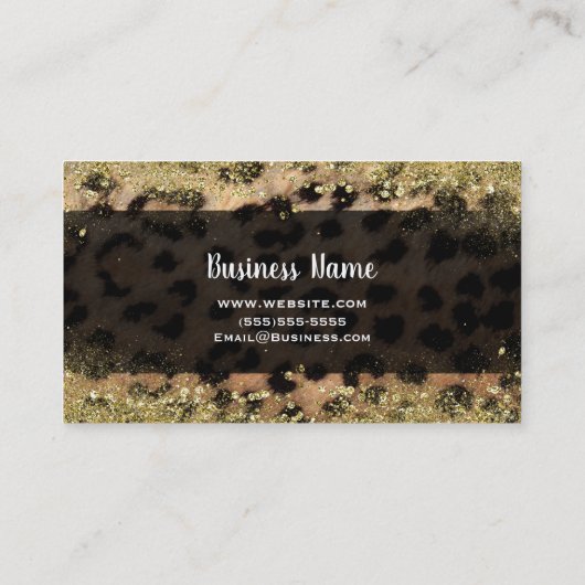 Leopard Cheetah Gold Glitzer Monogram Personalisie Visitenkarte (Rückseite)