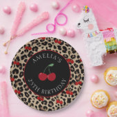 Leopard Cheetah Kirschroter Geburtstagparty-Papier Pappteller (Party)