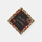 Leopard Cheetah Kirschroter Geburtstagsparty Servi Serviette (Ecke)