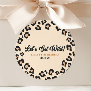 Leopard Cheetah Lass uns Wild holen! Geburtstagsfe Runder Aufkleber