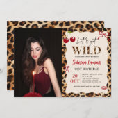 Leopard Cheetah Let’s Get Wild Birthday Photo Einladung (Vorne/Hinten)