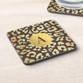 Leopard Cheetah Print Animal Skins Modern Gold Untersetzer (Linke Seite)